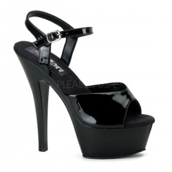 Juliet Black Platform Sandal with 6 Inch Heel