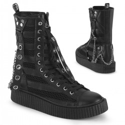  Black Mid-Calf Creeper Sneaker Boots - Men's Platform Sole