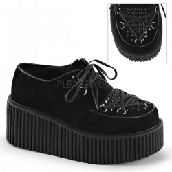 Black Faux Suede Studded Womens Creeper