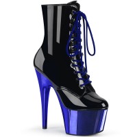 Blue Chrome Platform Adore Black Granny Ankle Boots