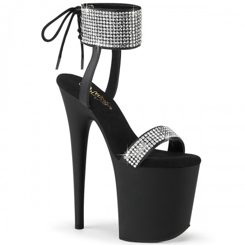 Blingy Black Flamingo 8 Inch Platform Sandal