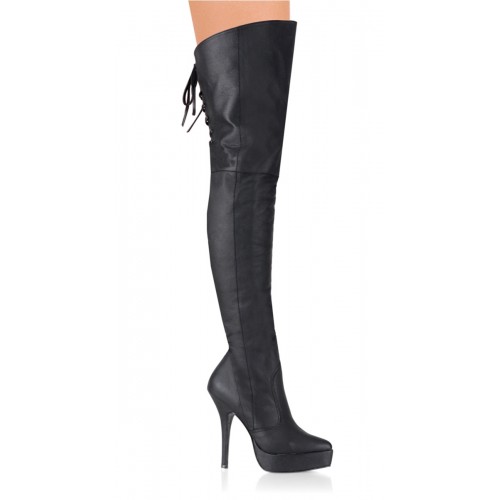 Indulge Leather Thigh High Platform Boots