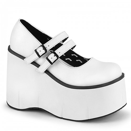 Kera White Platform Mary Jane Double Strap Pump - Lolita Doll Shoe