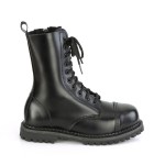 Riot 10-Eyelet Mens Leather Ankle Boots with Steel Toe