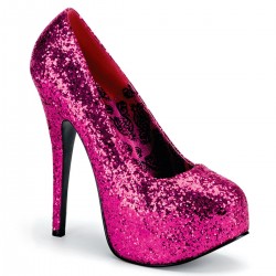 Teeze Hot Pink Glitter Platform Pump