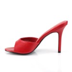 Classique Red Faux Leather 4 Inch Mule