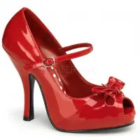 Cutie Pie Red Peep Toe Mary Jane Pin Up Pumps