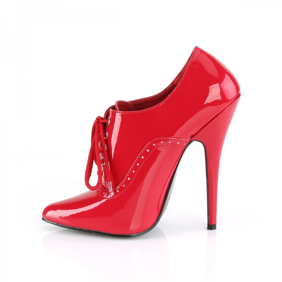 Domina 6 Inch High Heel Governess Shoe Red Oxford Fetish Shoe