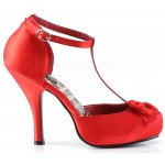 Red Satin T-Strap Cutie Pie Pump