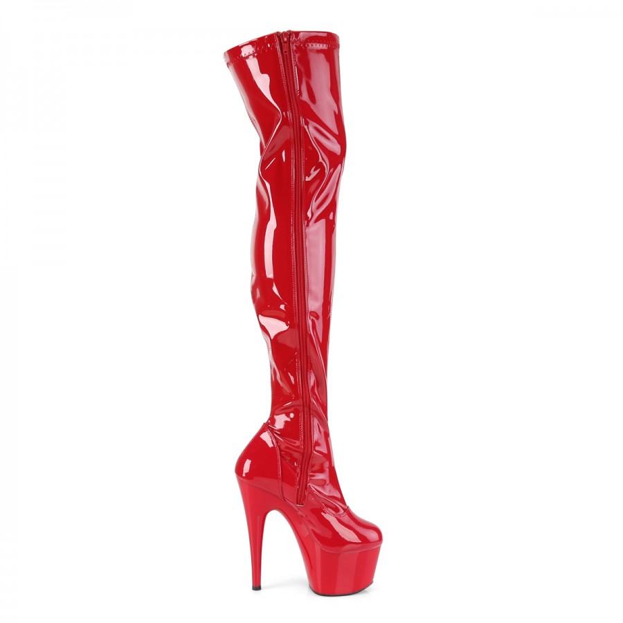 Adore Platform Thigh High Boot 6.5 Inch Heel | Red Thigh High Boots