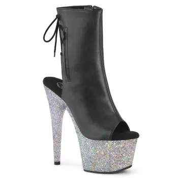 Black Glitter Platform Ankle Boots