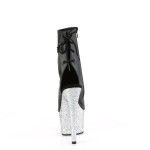 Black Glitter Platform Ankle Boots