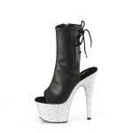 Black Glitter Platform Ankle Boots