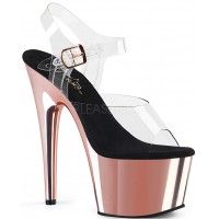 Rose Gold Chrome Platform Clear Strap Platform Sandal