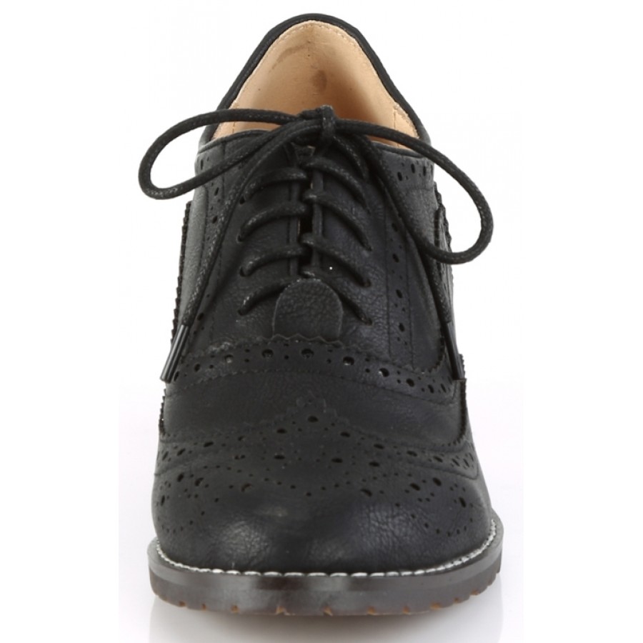womens black wingtip oxford shoes