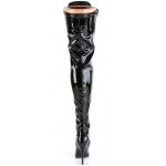 Seduce Black Patent Lace Up Thigh High Boots