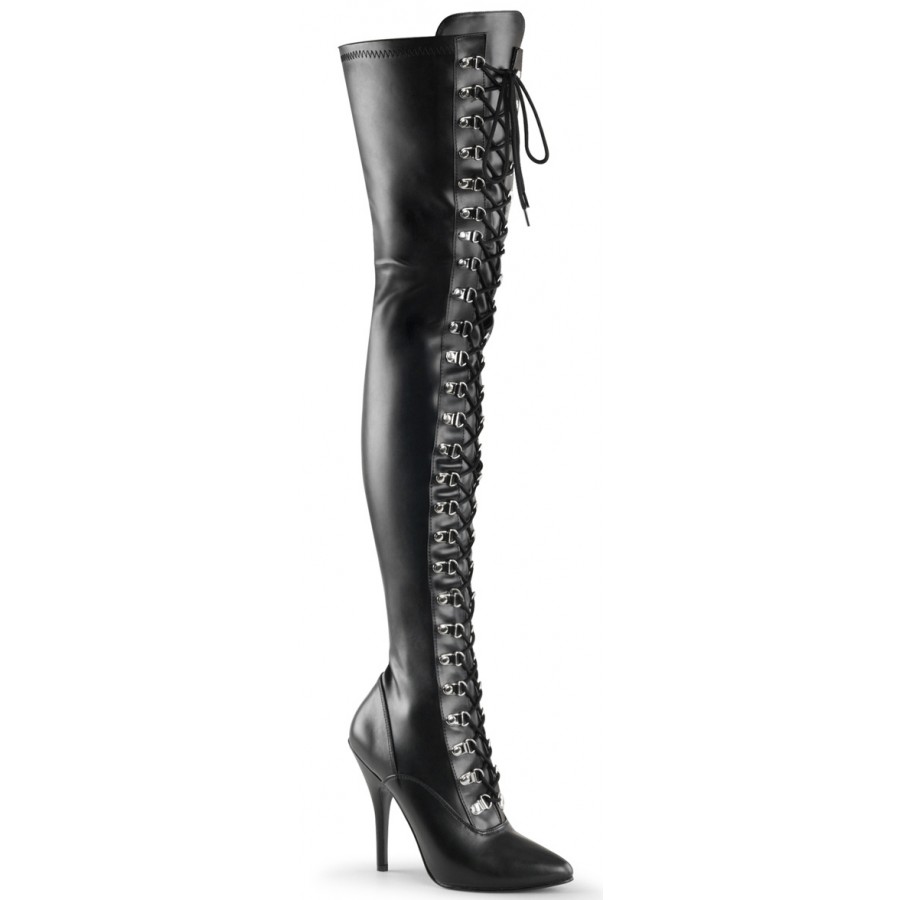 lace up stiletto thigh high boots