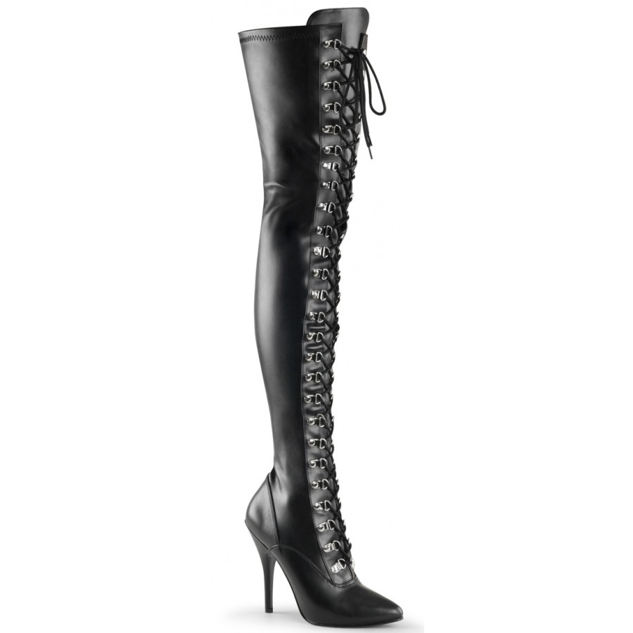 pu leather thigh high boots