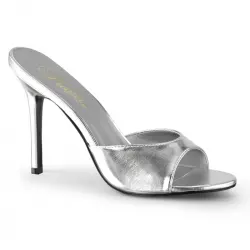 Classique Silver Faux Leather 4 Inch Mule