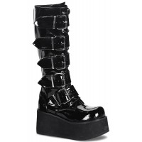 Trashville Buckled Up Unisex Patent Knee Boots