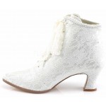 Victorian Jane Ivory Lace Ankle Boots