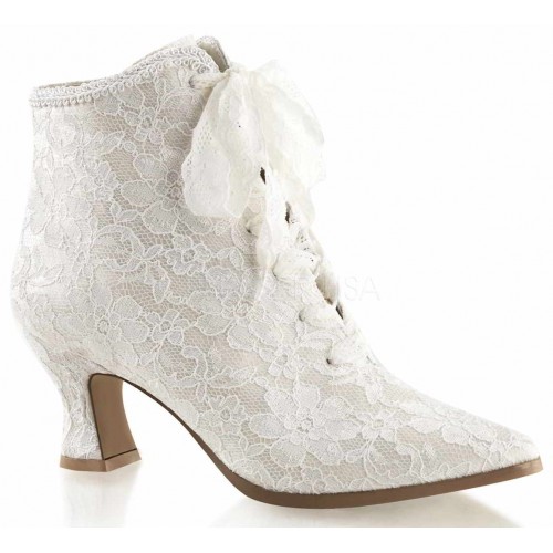 Victorian Jane Ivory Lace Ankle Boots