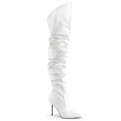 Classique White Scrunch Thigh High Boot