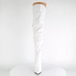 Classique White Scrunch Thigh High Boot