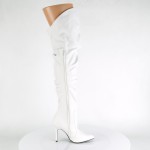 Classique White Scrunch Thigh High Boot