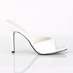 Classique White Faux Leather 4 Inch Mule