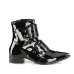 Warlock Men's Winklepicker Black Patent Ankle Boot